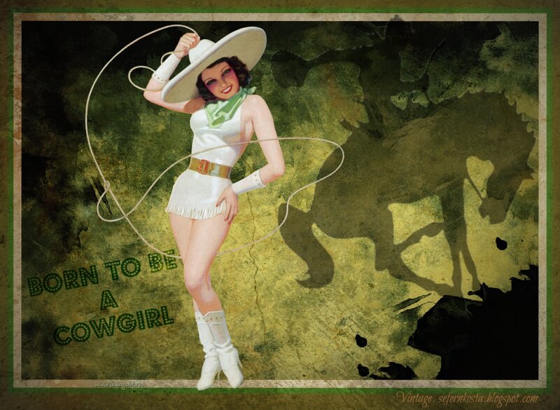 Cowgirl with Lasso — Green
