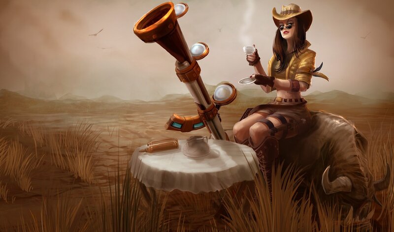 cowgirl with tea in desert