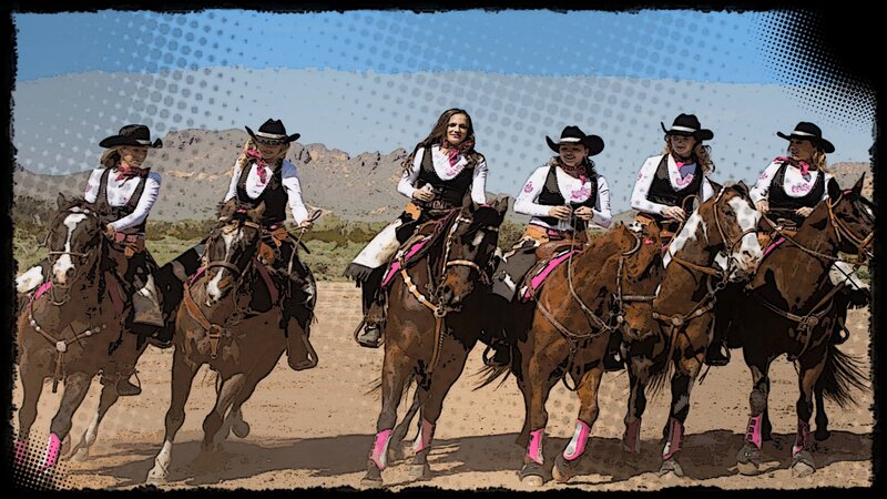 Cowgirls on Horses — Brown