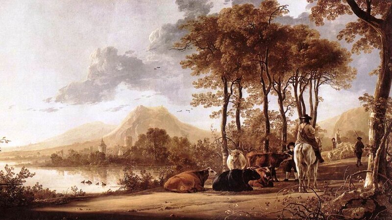 Cows and Herdsmen in Landscape
