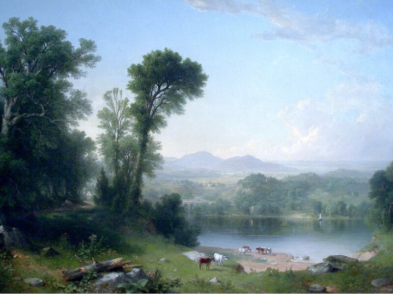 Cows by a River — Green