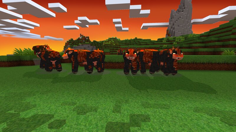 Cows in a Field — Green, Dramatic, Sunset, Pixel Art
