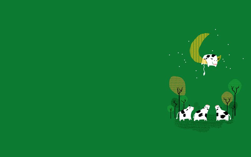 Cows in a Field — Green, Serene, Night