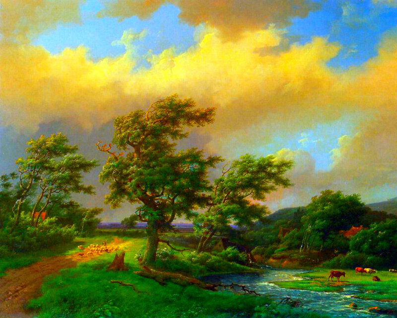 Cows in a Meadow — Green, Serene