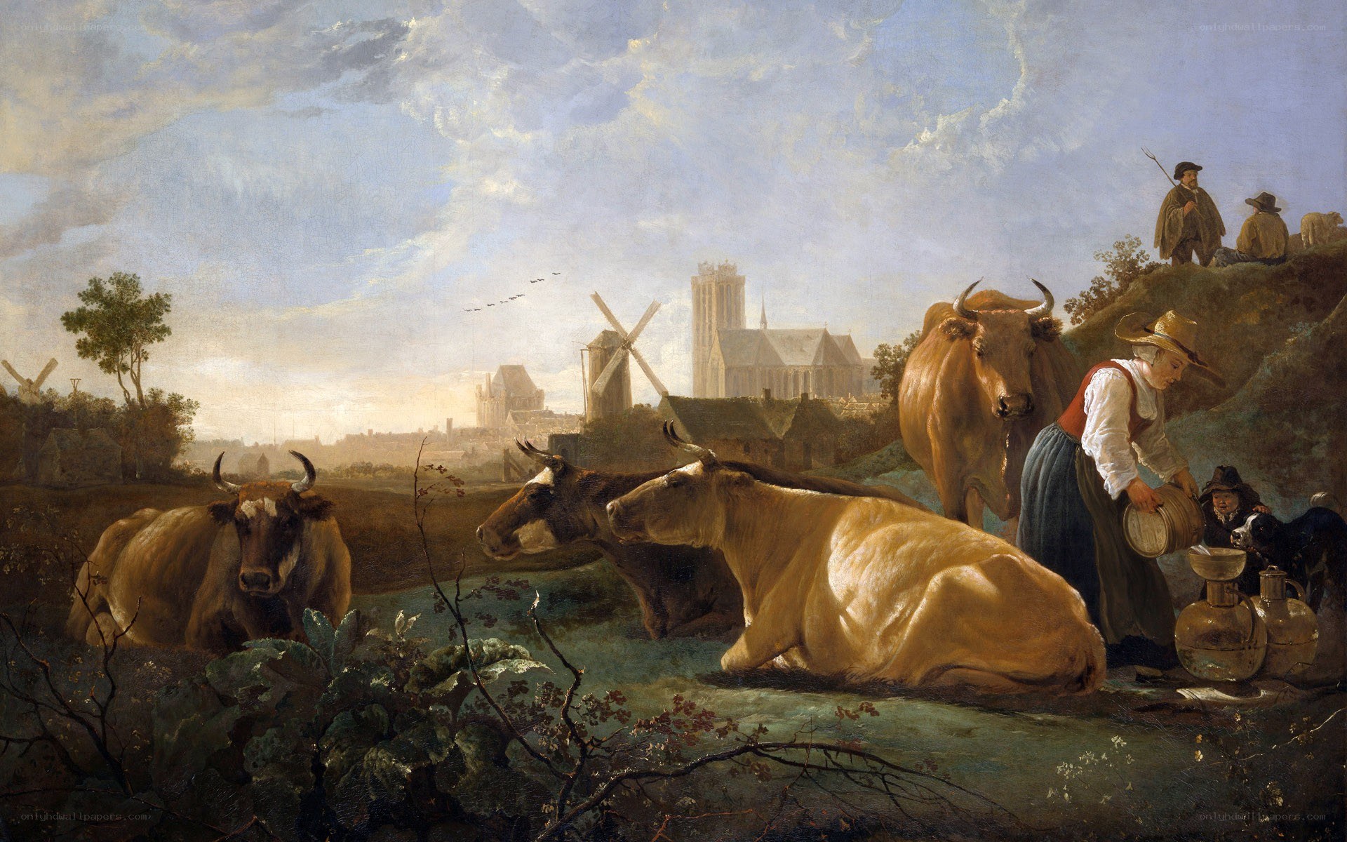 Cows in a pastoral landscape