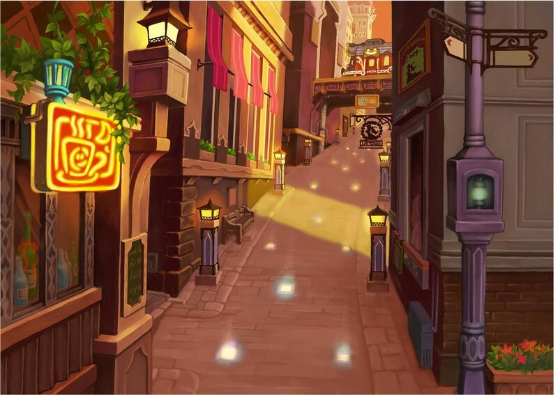 cozy alley at dusk