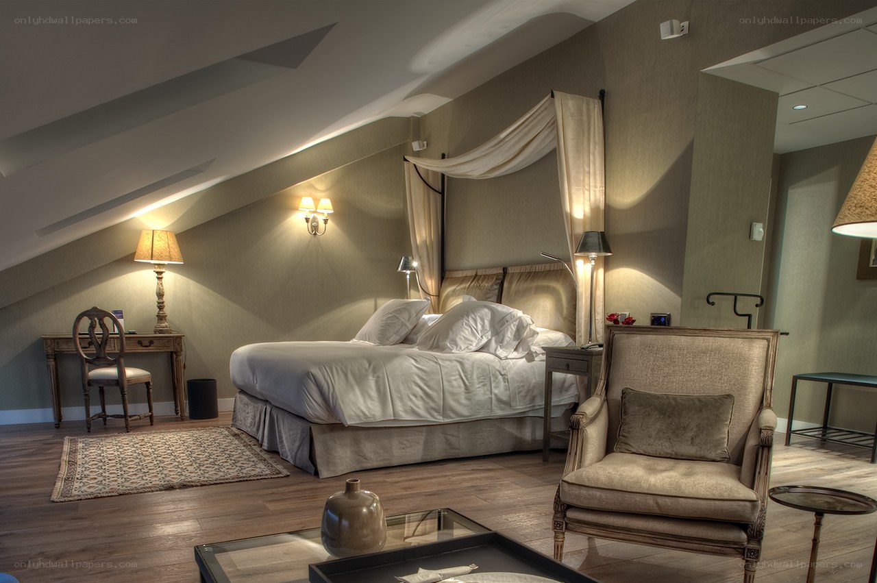 cozy attic bedroom with canopy bed