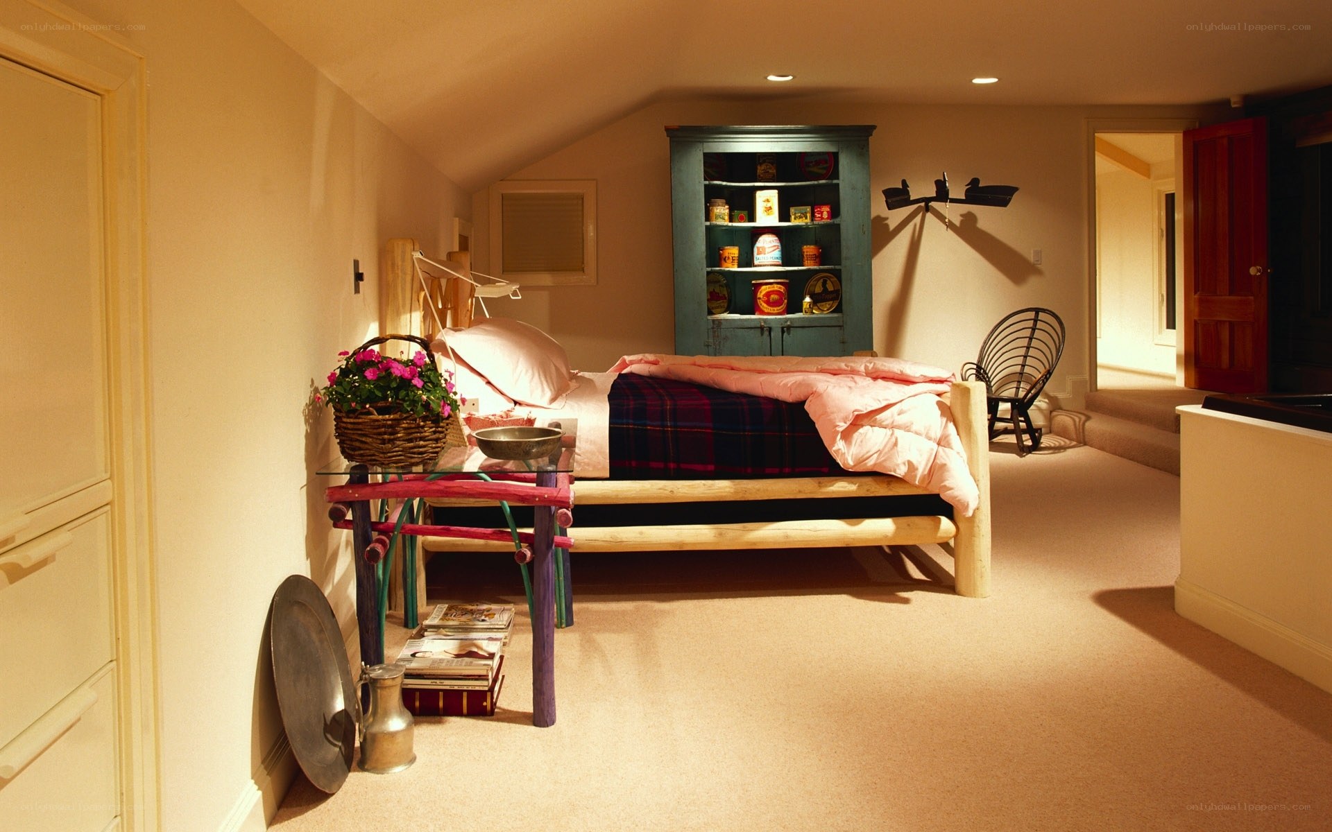 Cozy attic bedroom with rustic decor