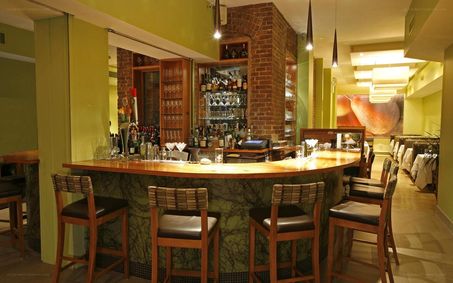 cozy bar with brick walls