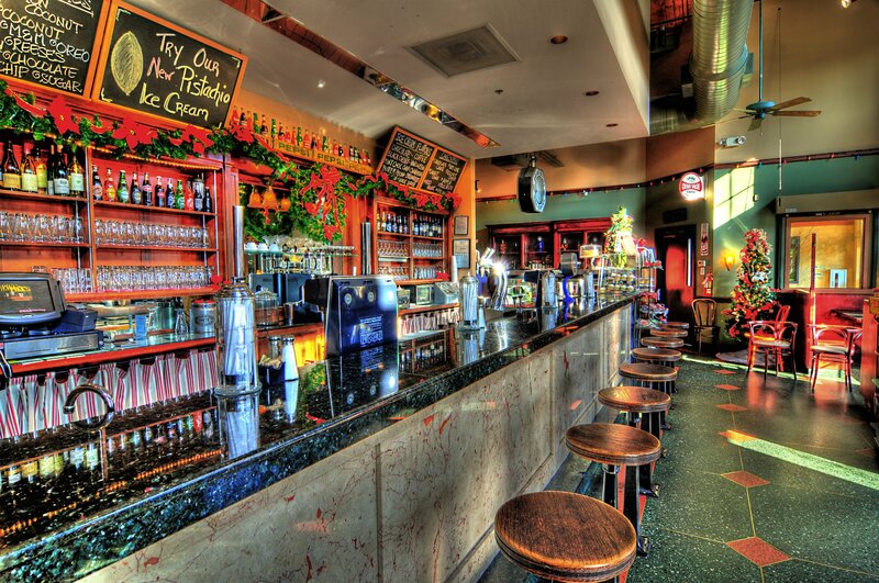 cozy bar with festive decor