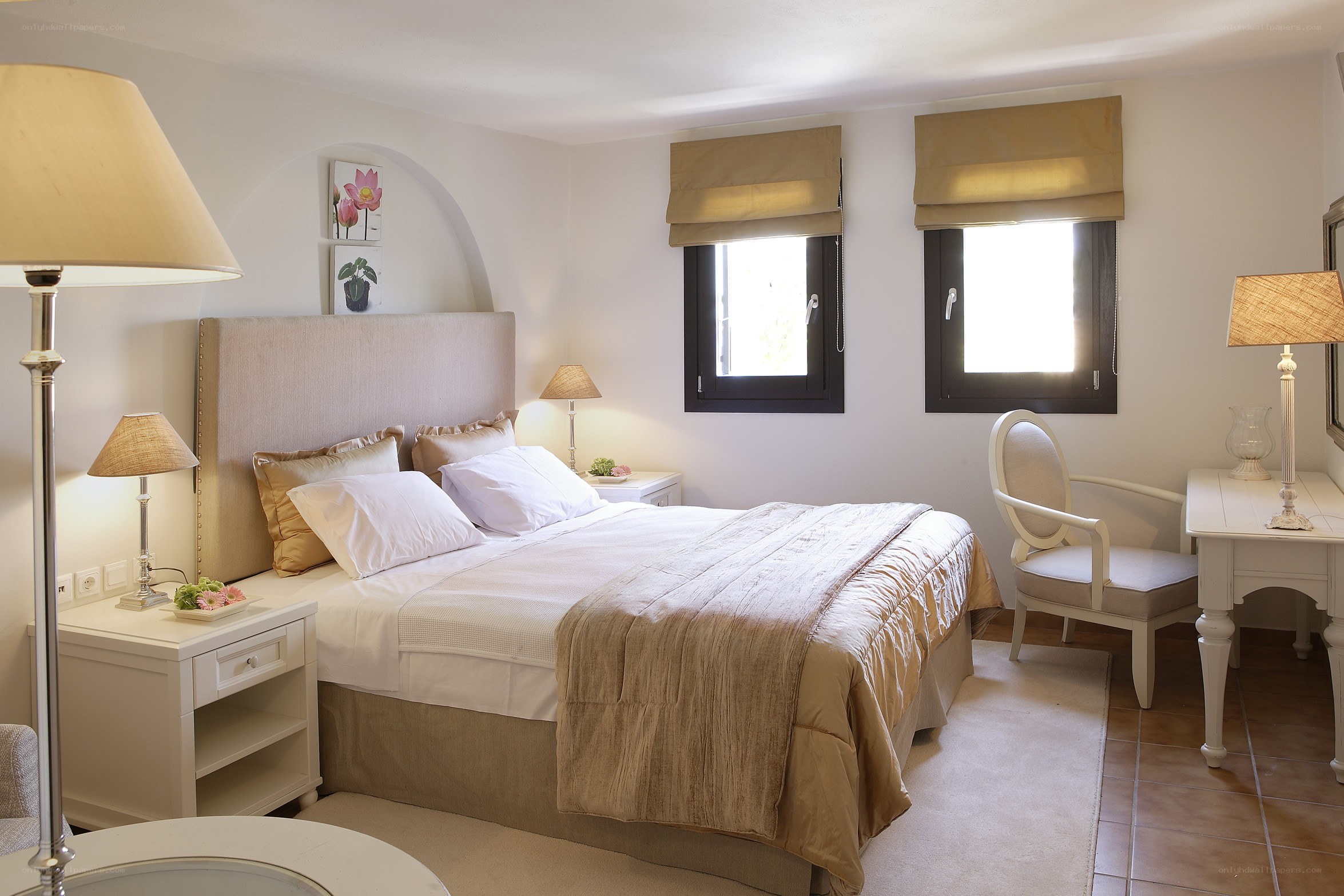 Cozy bedroom with beige decor