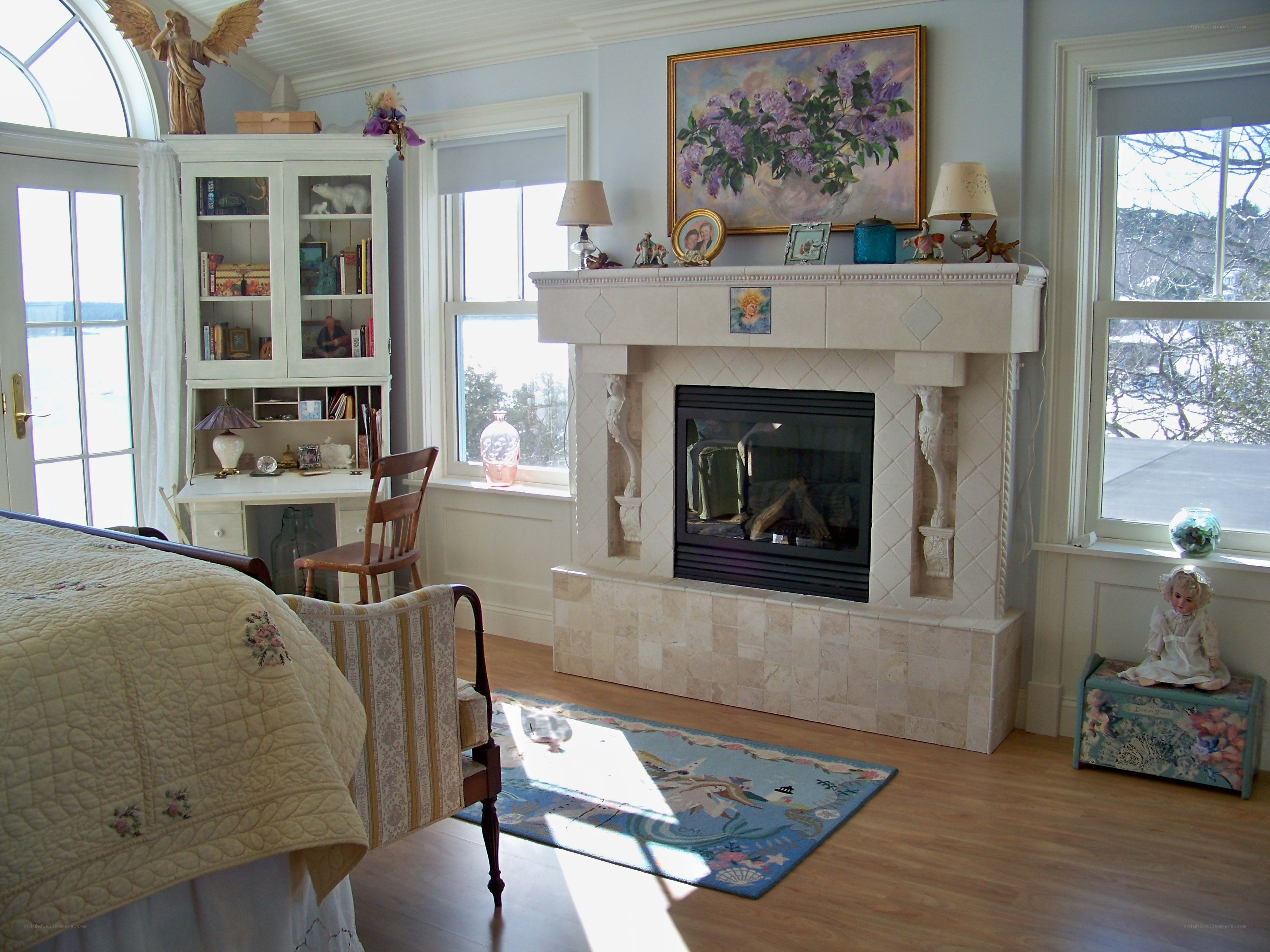 Cozy bedroom with fireplace
