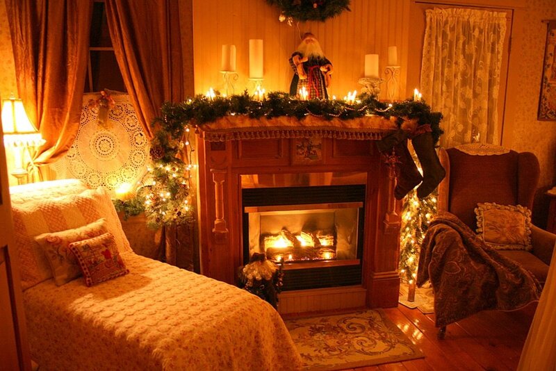 Cozy Bedroom with Fireplace — Brown, Warm