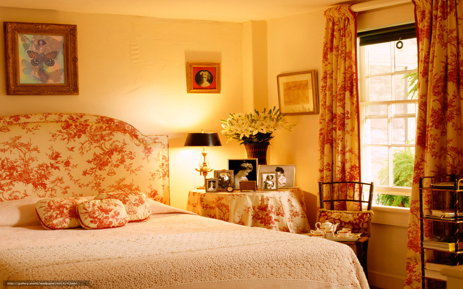 cozy bedroom with floral decor