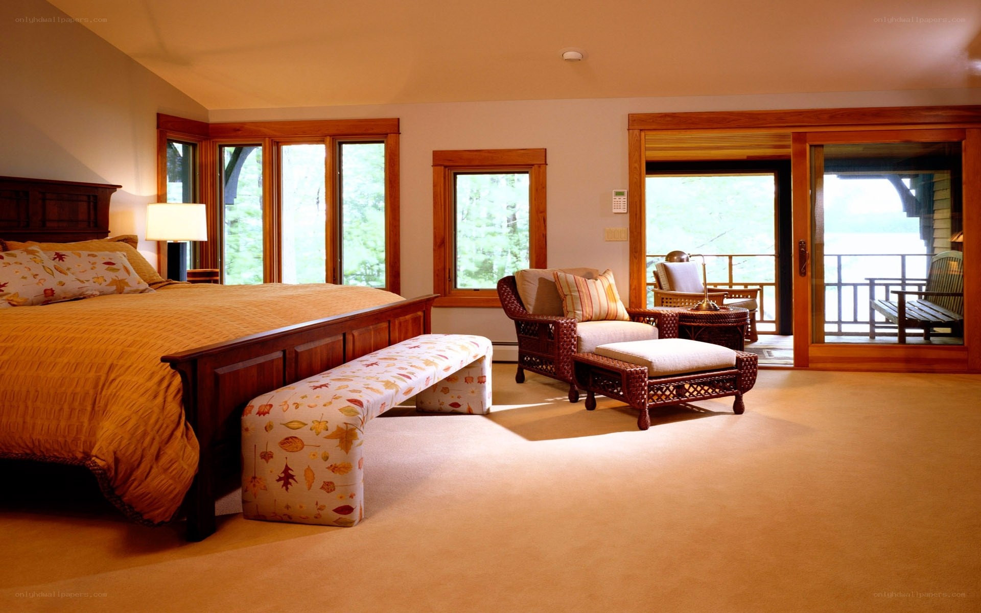 Cozy bedroom with lake view