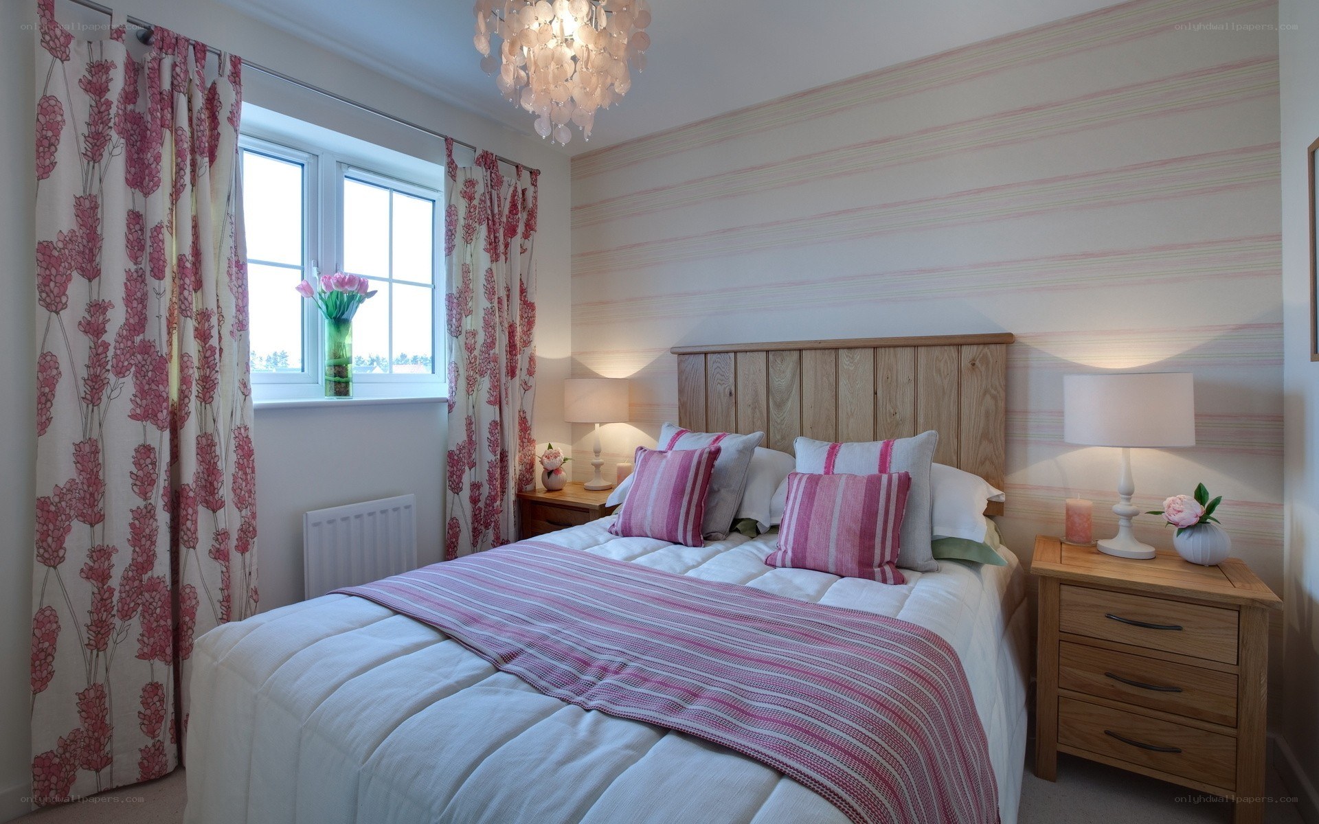 cozy bedroom with pink accents