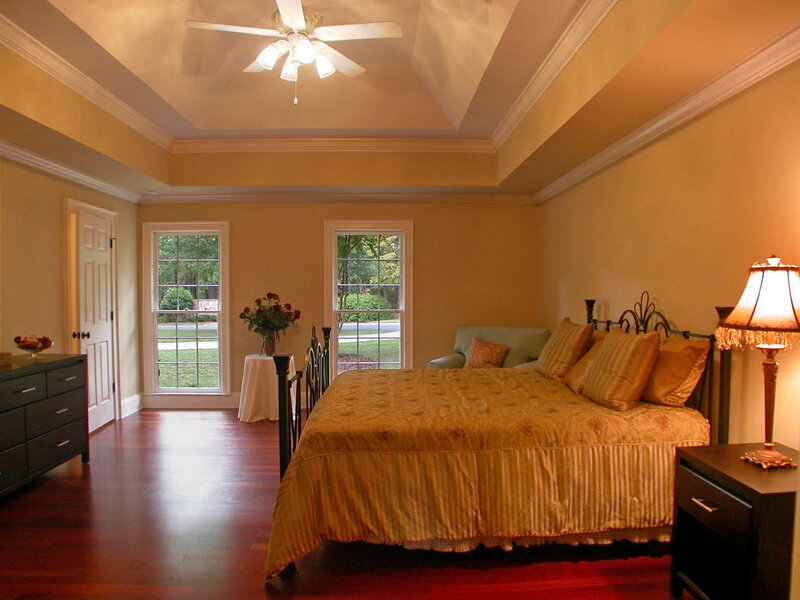 cozy bedroom with vaulted ceiling