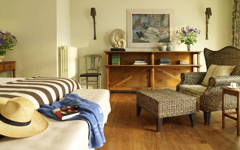 Cozy bedroom with wicker furniture