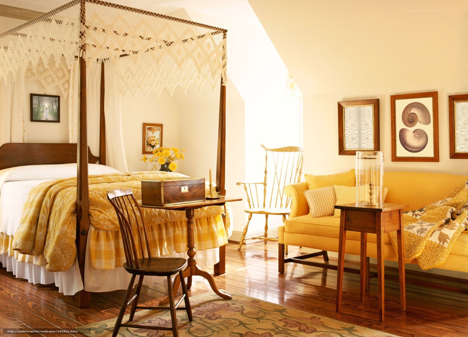 Cozy bedroom with yellow accents