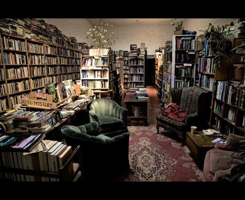 cozy bookstore reading nook