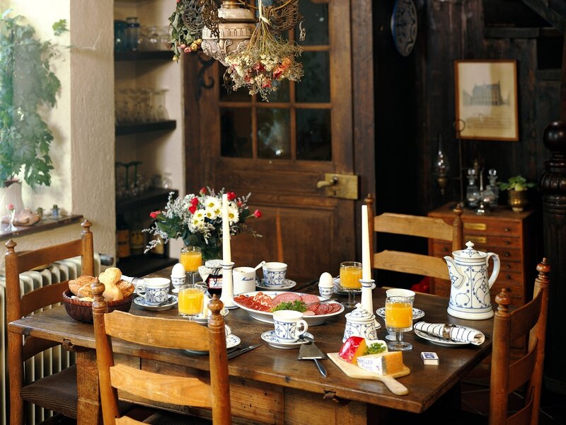 Cozy breakfast table setting