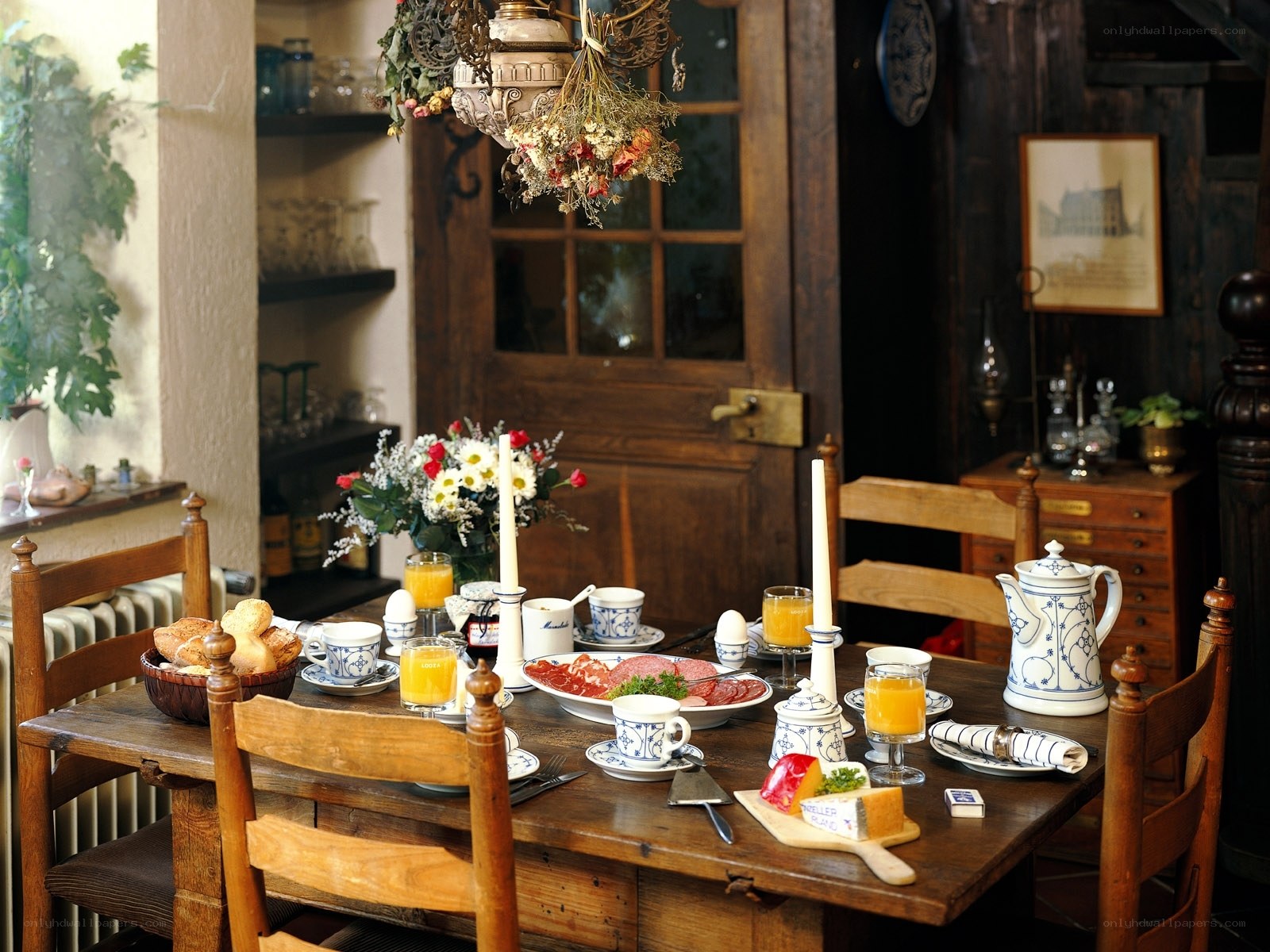 Cozy breakfast table setting