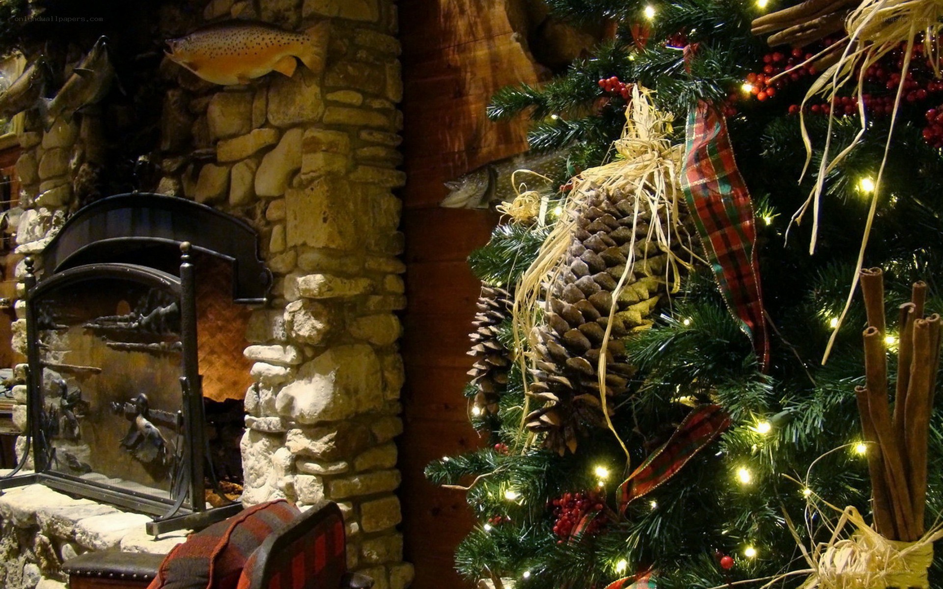 cozy cabin Christmas scene