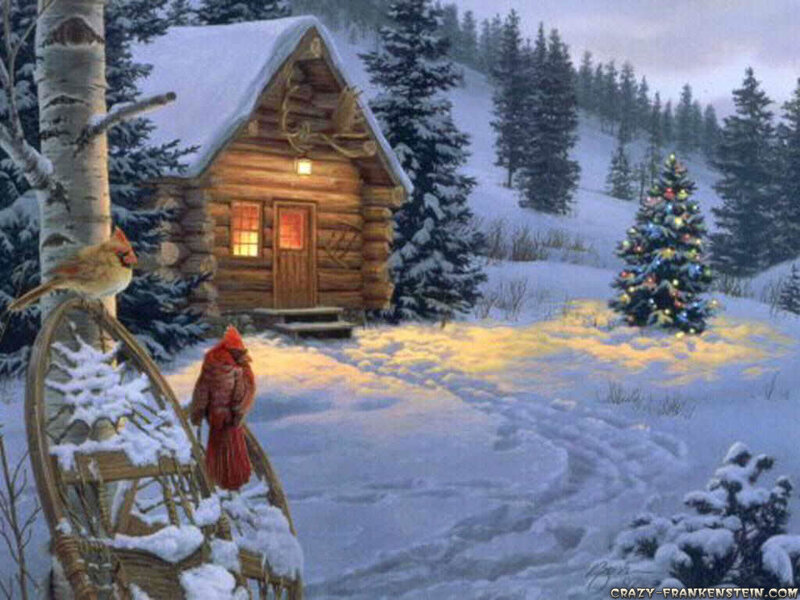 Cozy cabin in winter