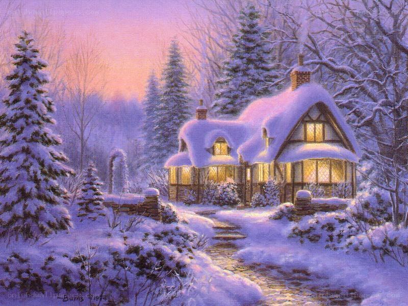Cozy cabin in winter