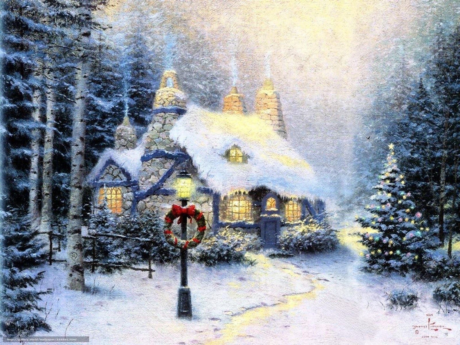 Cozy cabin in winter forest