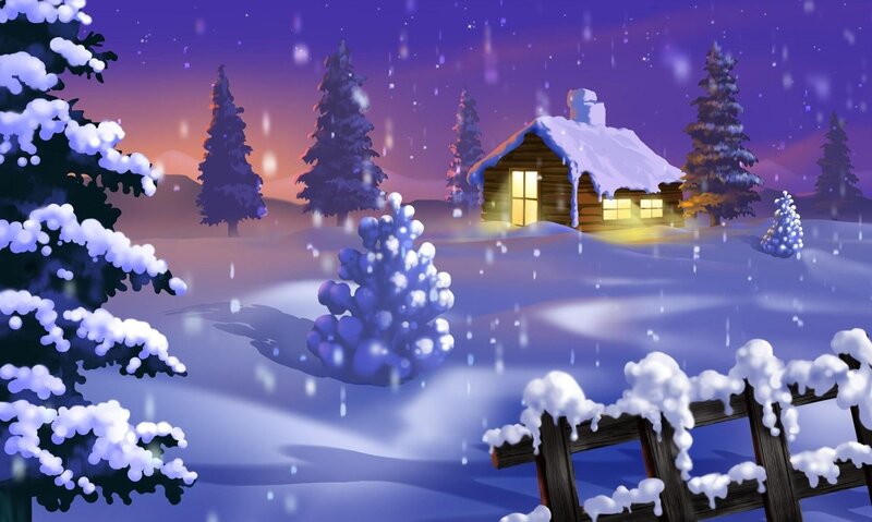 Cozy cabin in winter storm