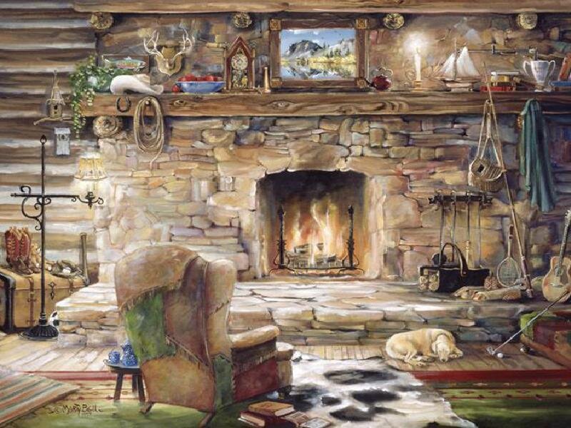 Cozy cabin living room