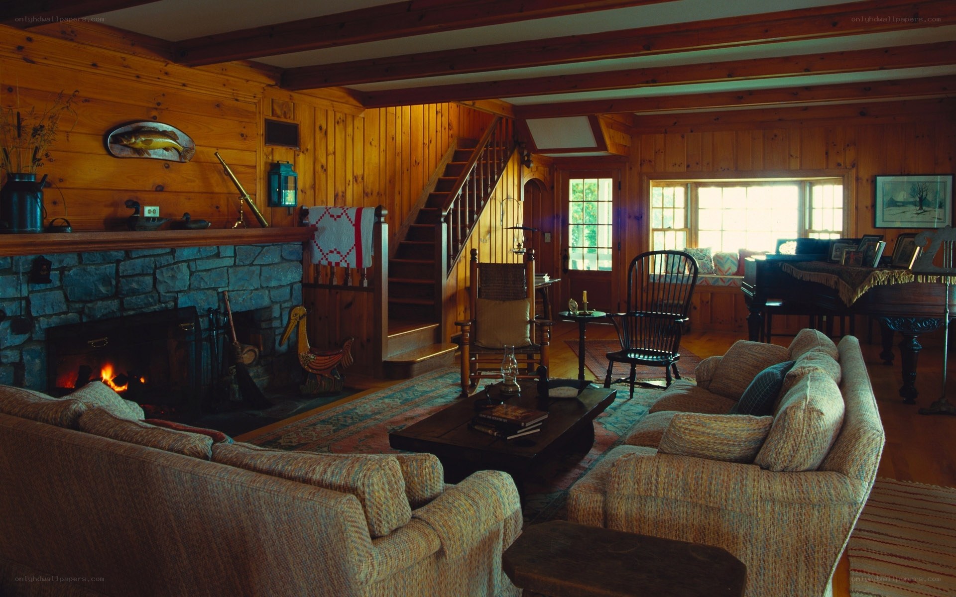 Cozy cabin living room