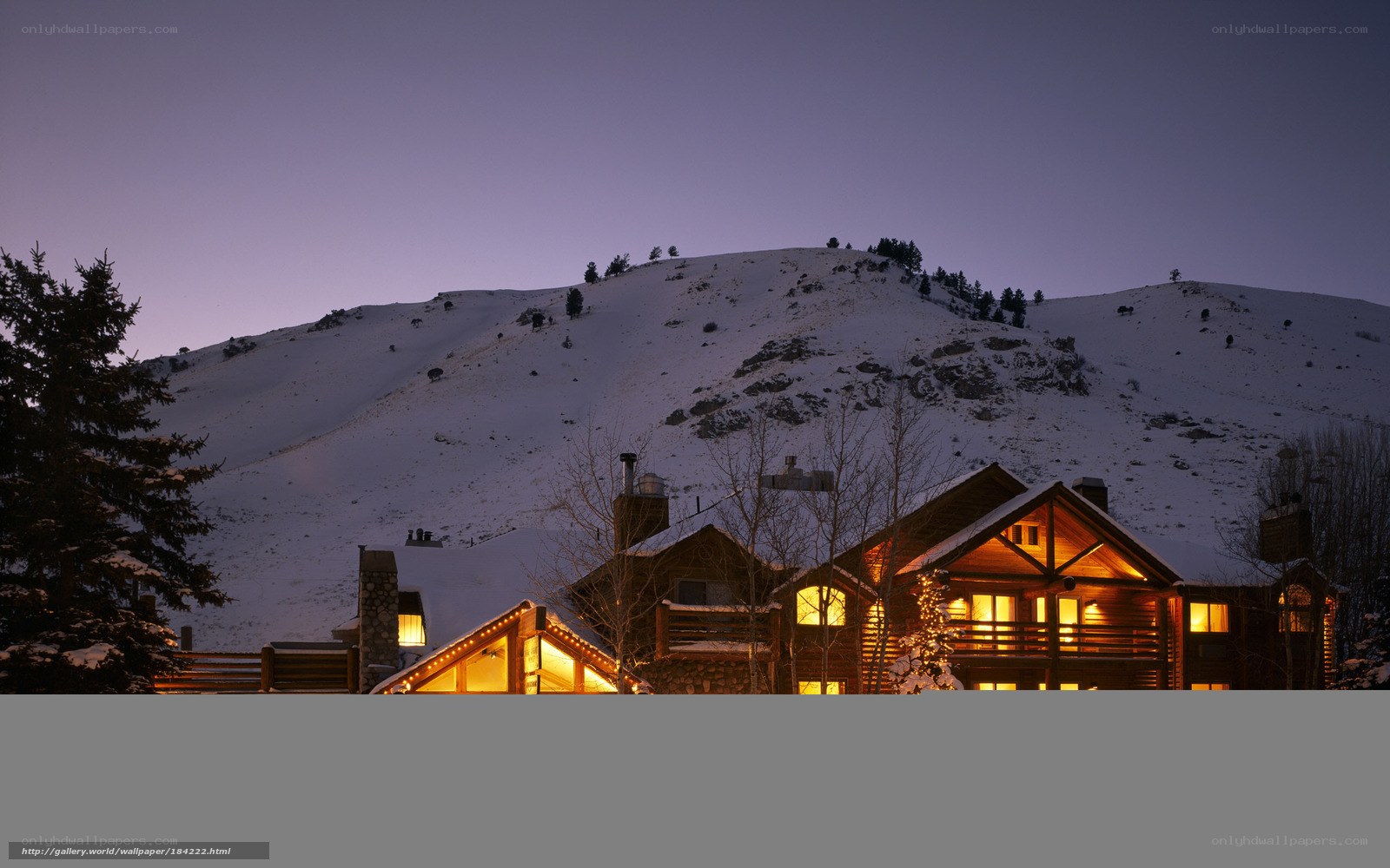 Cozy cabins at dusk