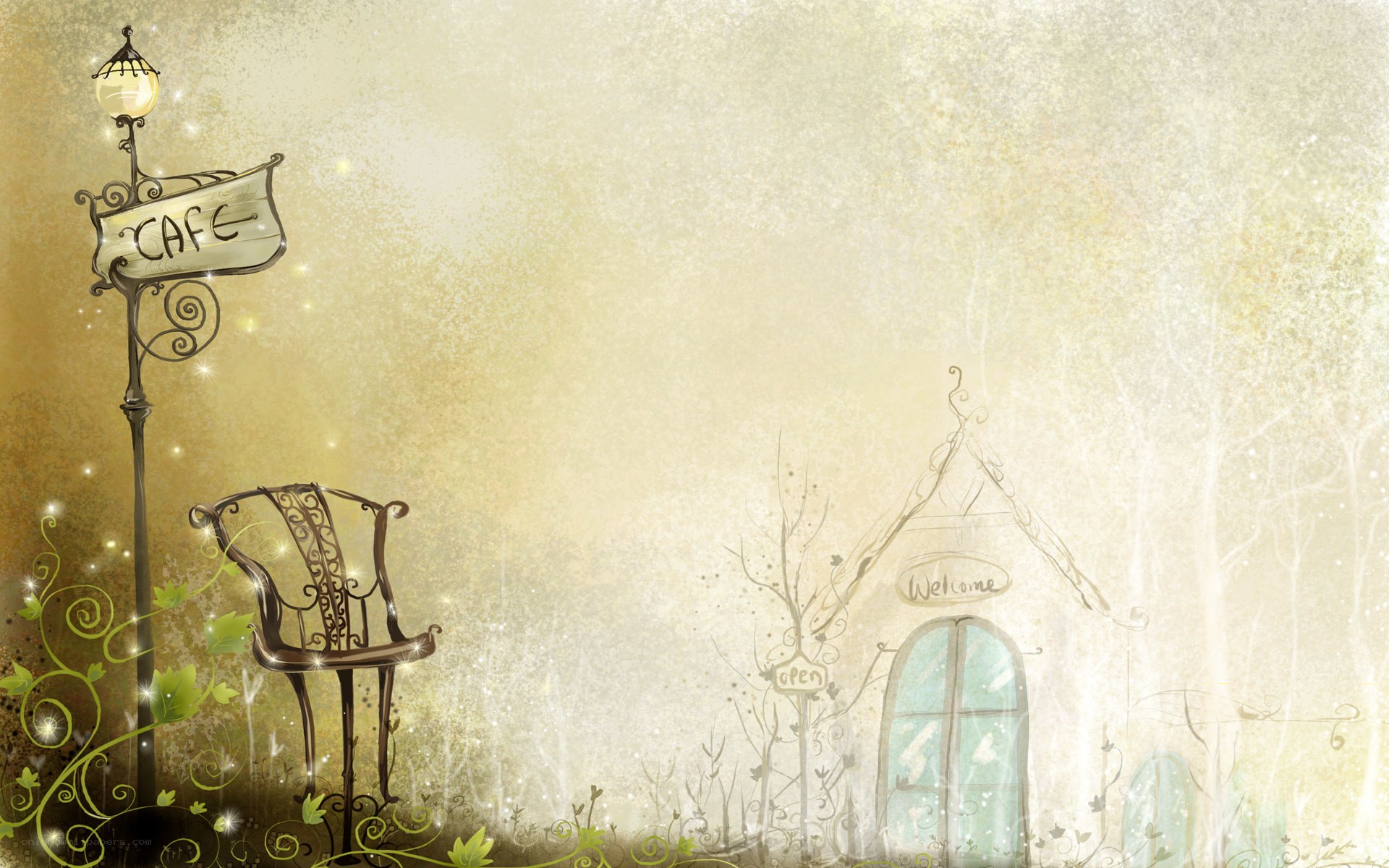 cozy cafe scene illustration