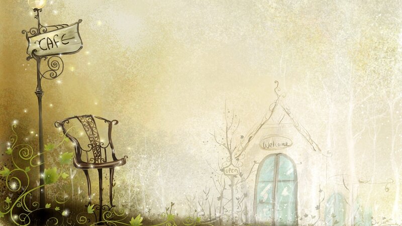 cozy cafe scene illustration