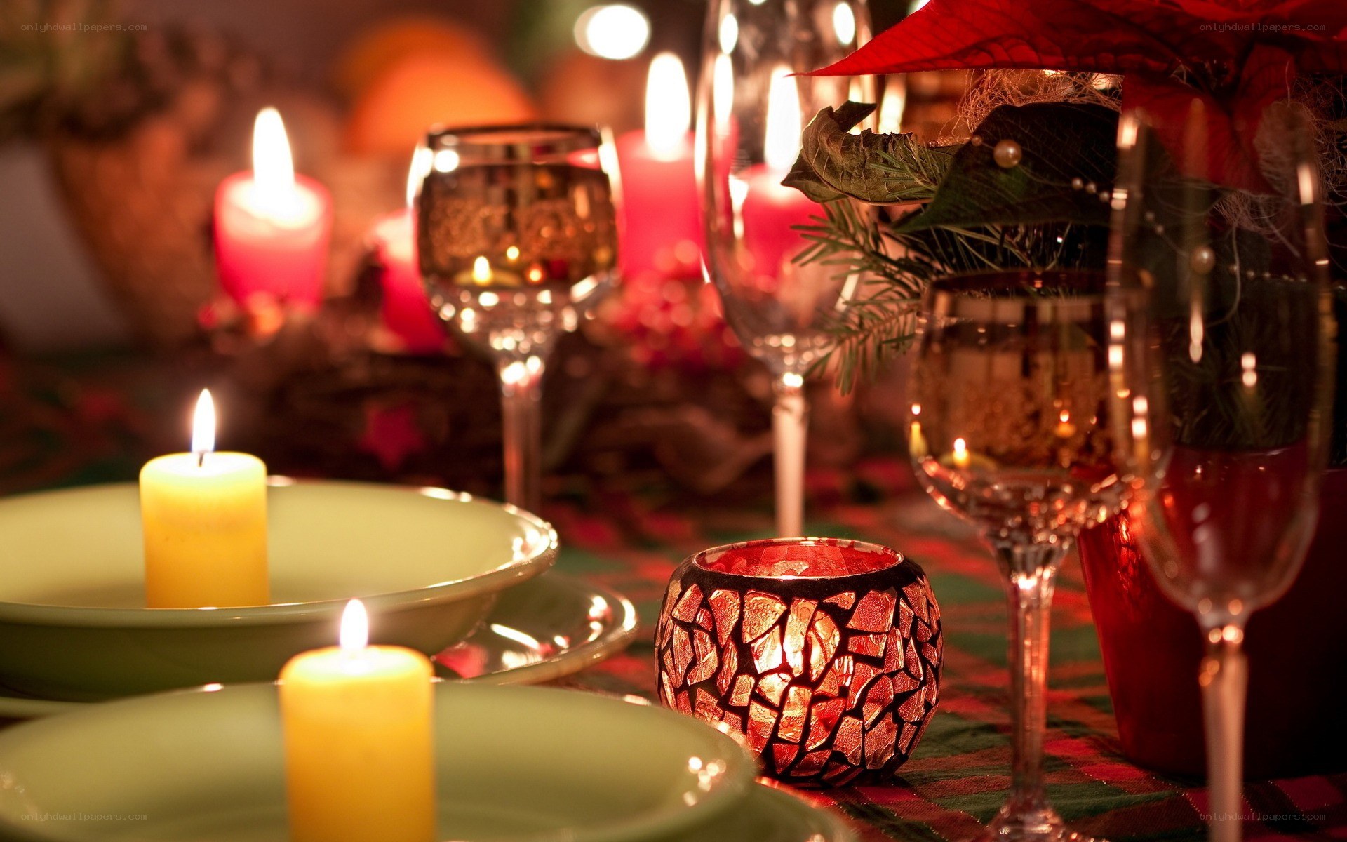 cozy candlelit dinner setting