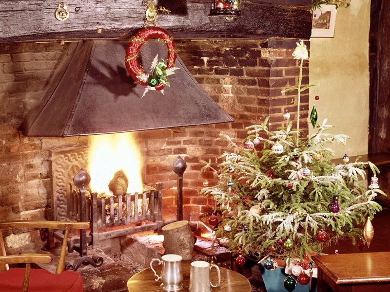Cozy Christmas by the fireplace