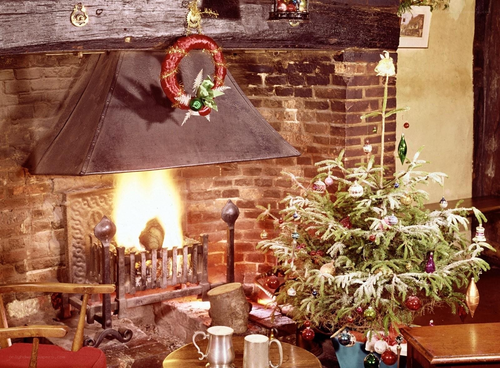 Cozy Christmas by the fireplace