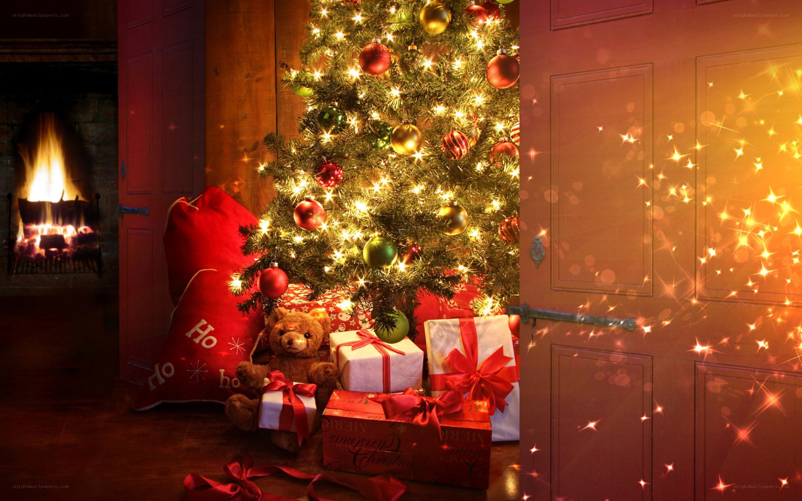 Cozy Christmas scene with tree