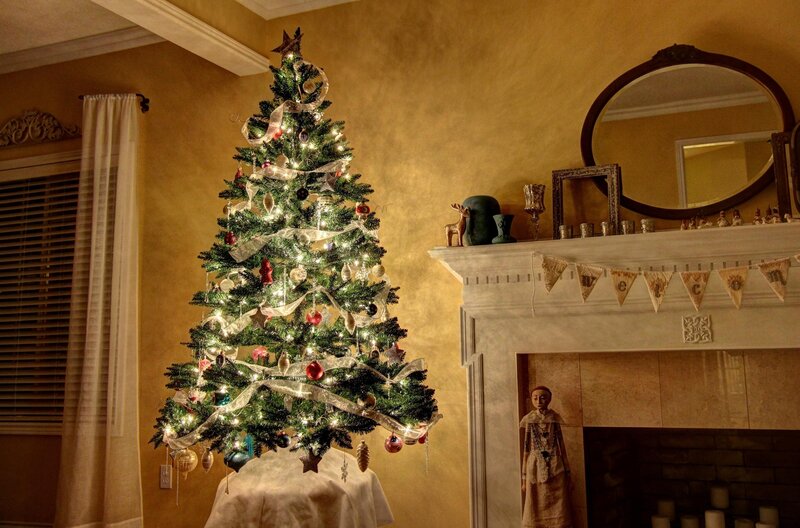Cozy Christmas tree in living room