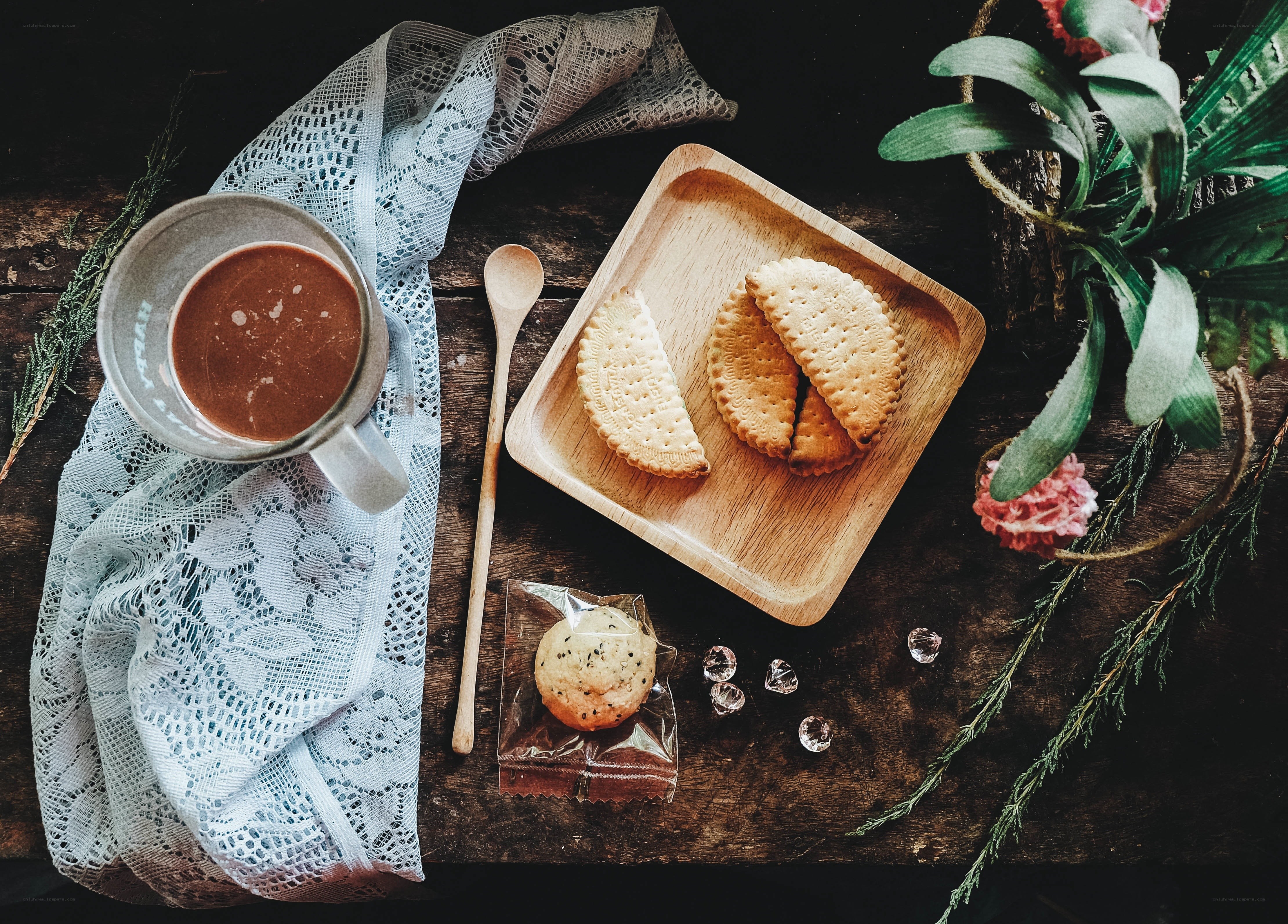 cozy coffee and cookies setup