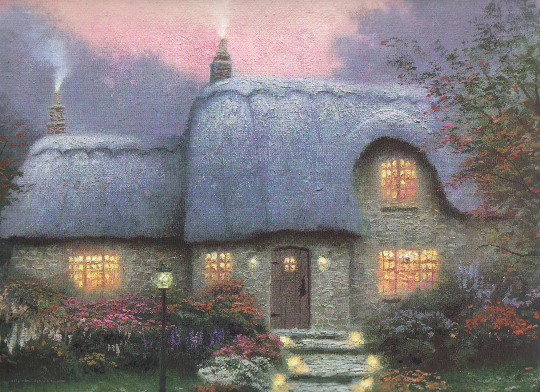 Cozy cottage at dusk
