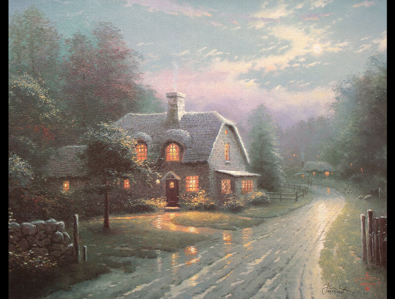 Cozy cottage at dusk