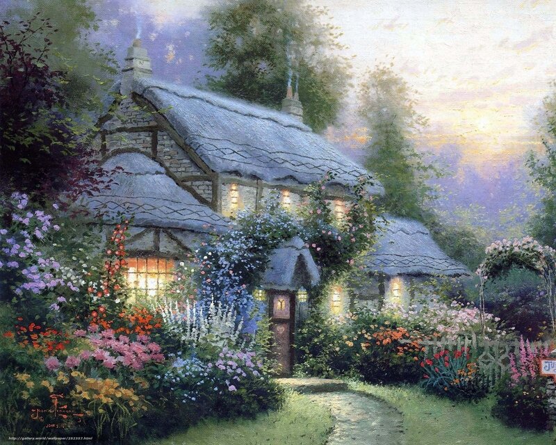 Cozy cottage at dusk