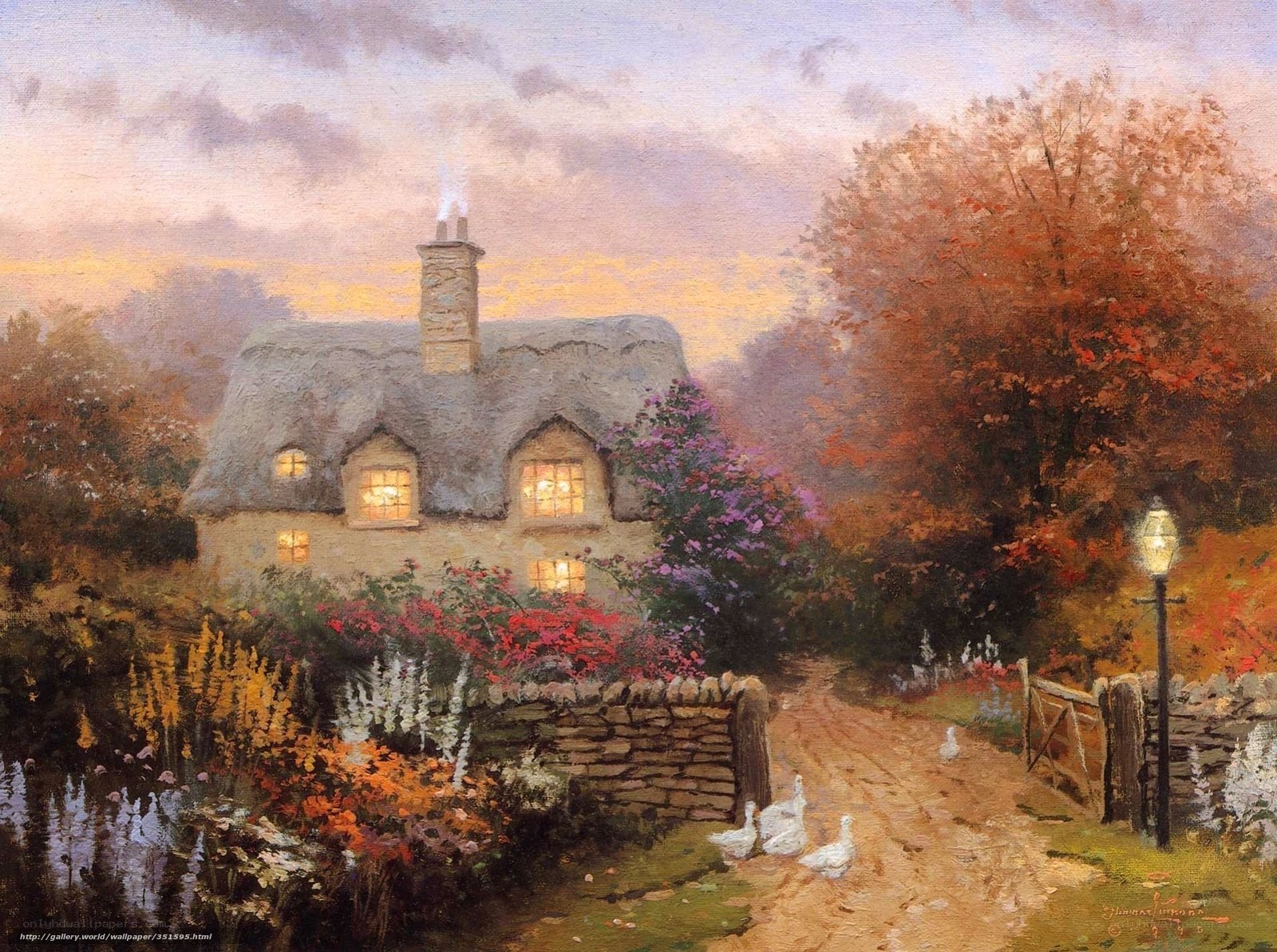 Cozy cottage at dusk