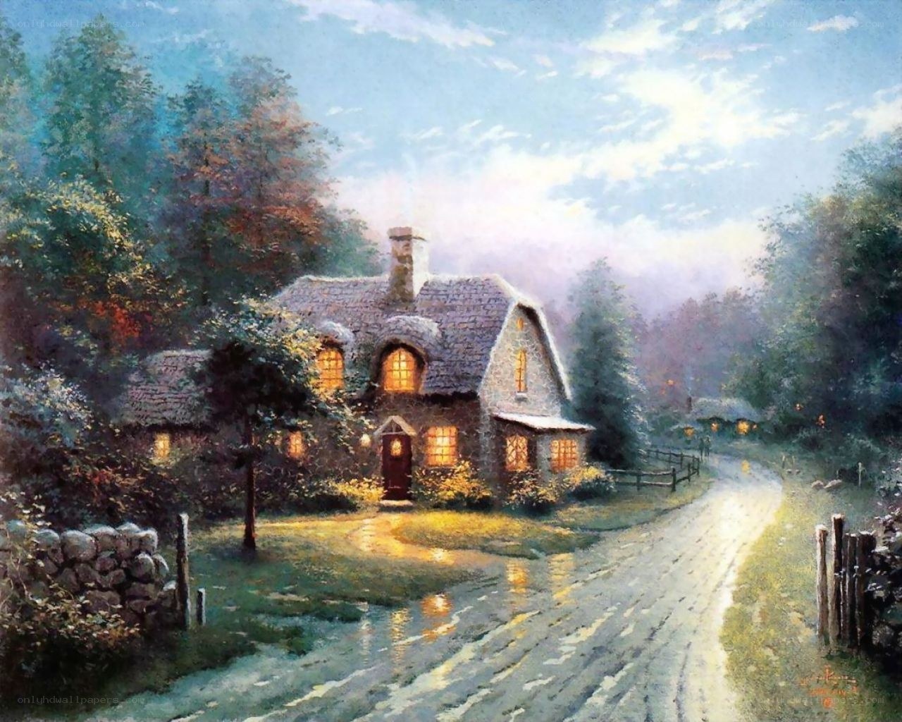 Cozy cottage at dusk
