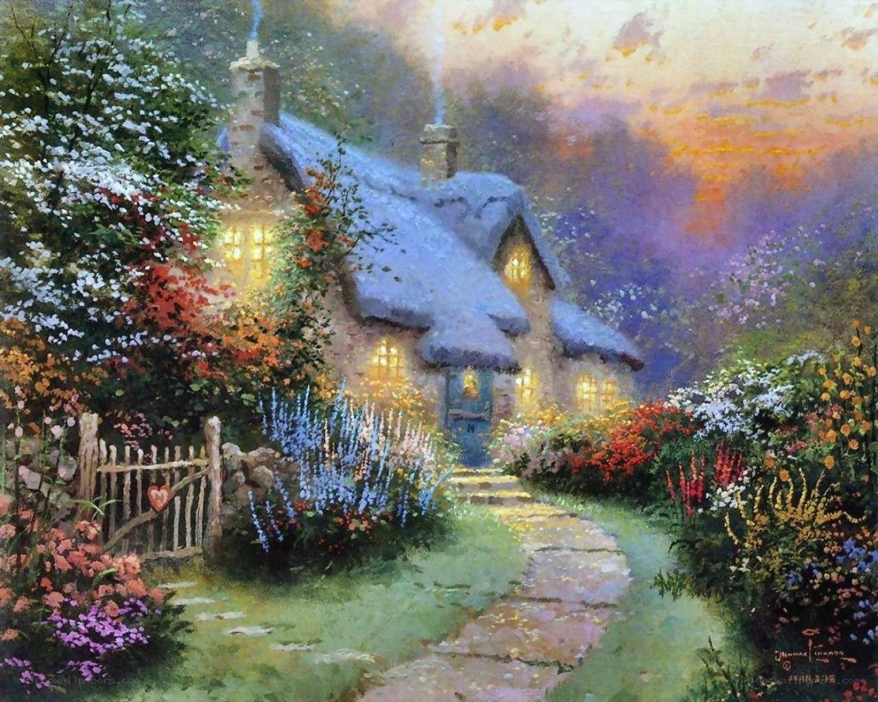Cozy cottage at dusk