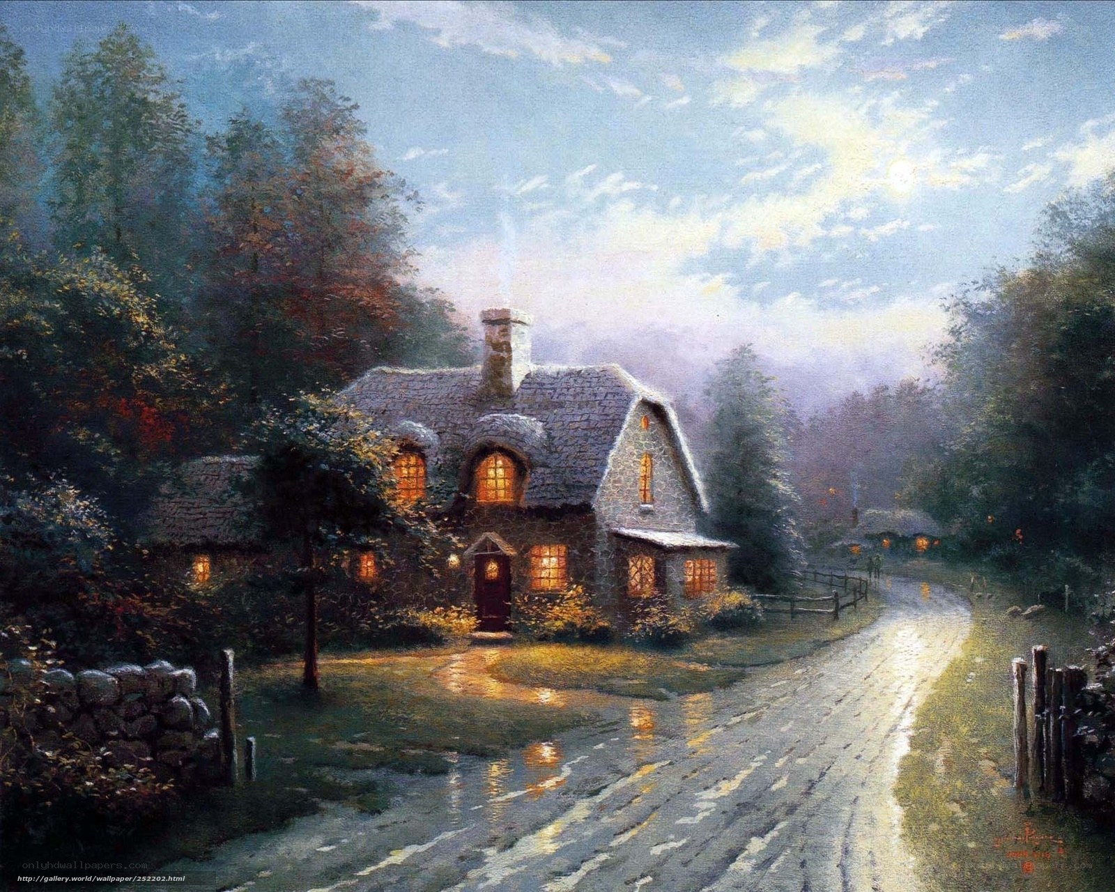 Cozy cottage at dusk