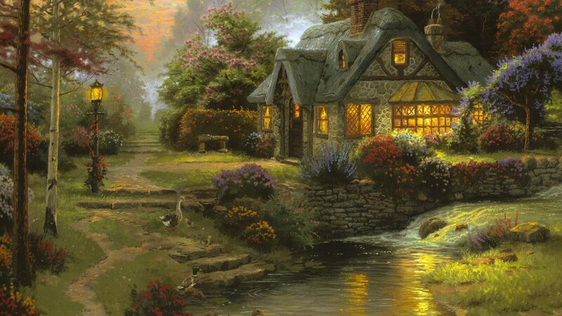Cozy cottage by a stream